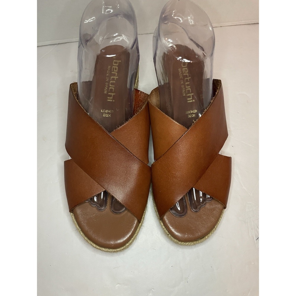 Bertuchi Women's Sandals Leather Slip On Wedge Brown Women's Size 7.5" US/38 EU - Picture 8 of 12